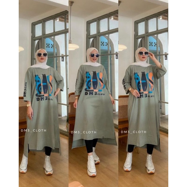 LONG TUNIK KAOS DM3/LONG TUNIK DM3 ORIGINAL/LONG TUNIK DM3 LENGAN PANJANG/LONG TUNIK JUMBO