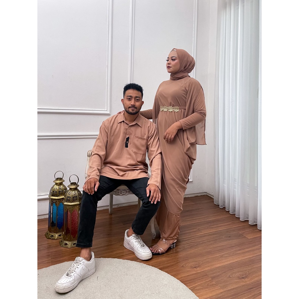 Jessicacollectionn 670B# Set gamis fashion / Couple muslim cewek cowok / Baju Lebaran Muslim