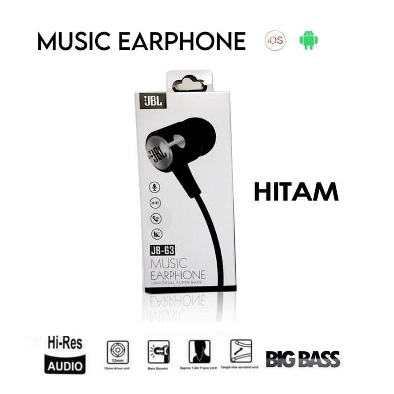 GROSIR HANDSFREE J 63 SUPERBASS Music Earphone