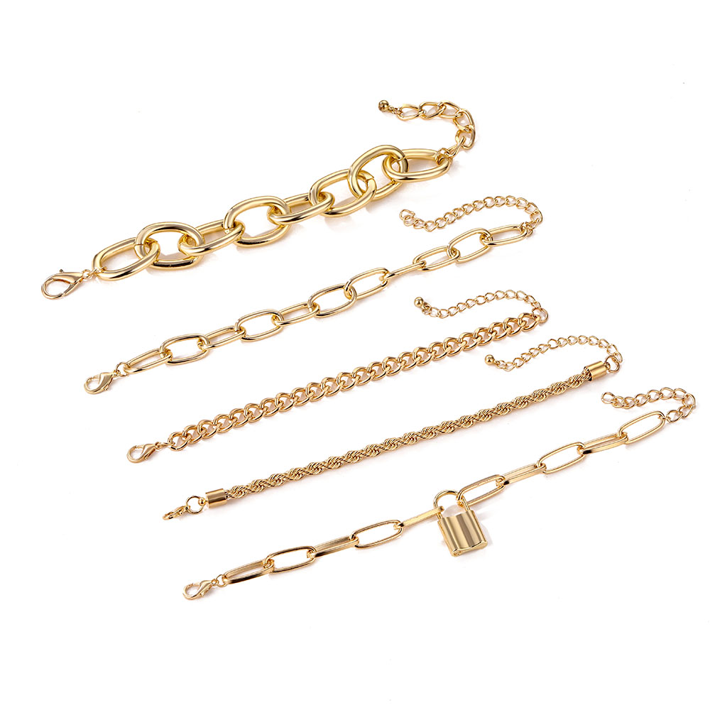 Gelang Rantai Emas Besar Gaya Vintage Korea Hip-Hop Untuk Wanita