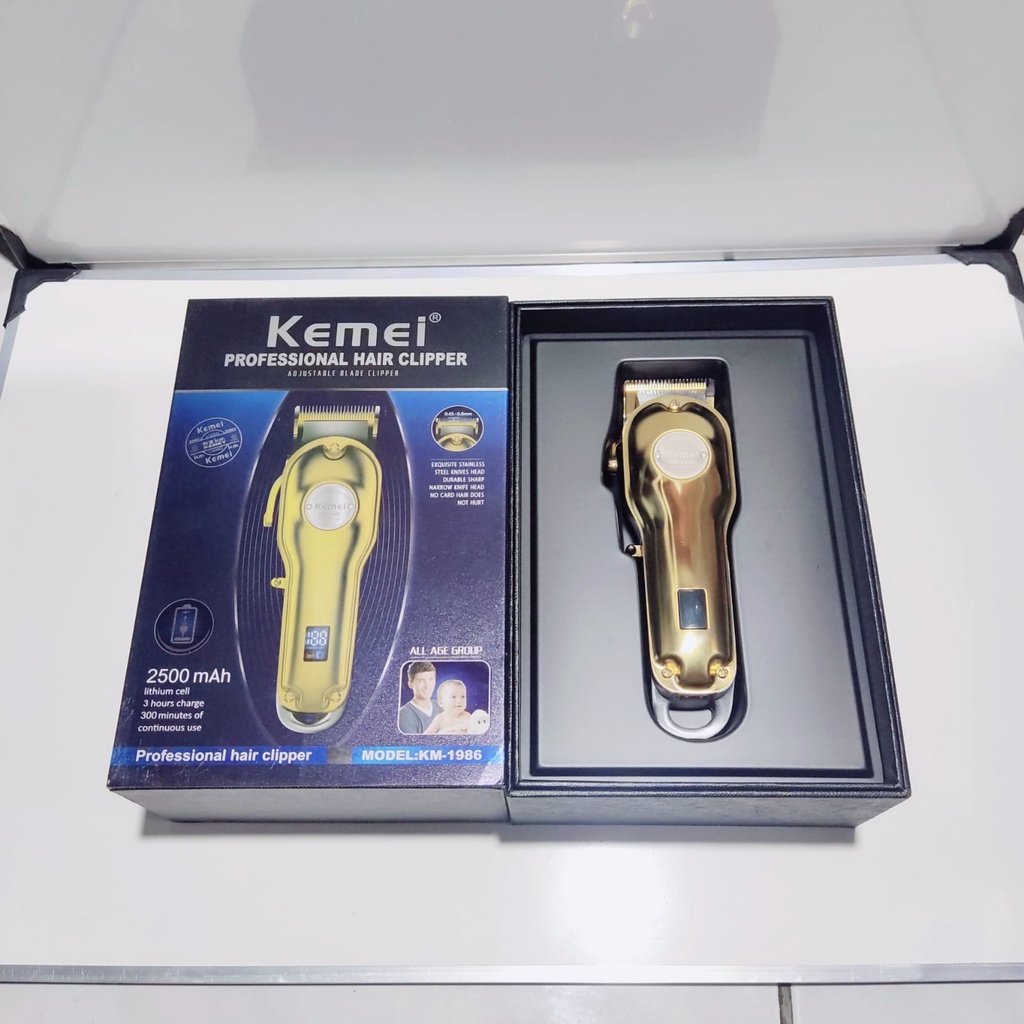 PROMO!! KEMEI KM 1986 STEEL MESIN CUKUR RAMBUT CHARGER HAIR CLIPPER CUKURAN CAS