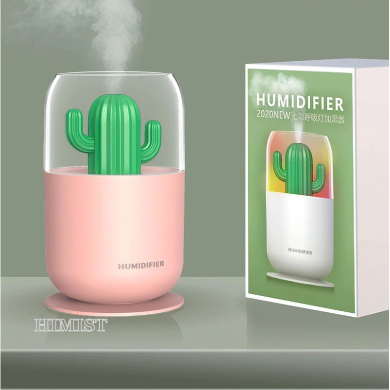 Air Humidifier Pelembab Udara Aromatherapy Oil Diffuser Desain Kaktus 300ML - Y07