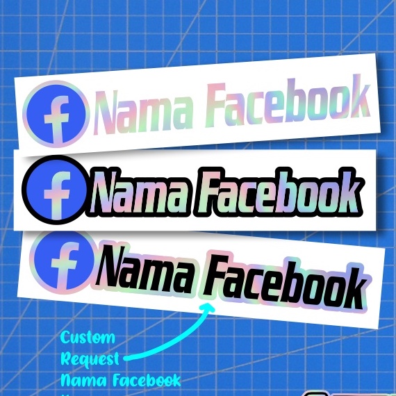 

Stiker Nama Facebook Custom Hologram, Cutting sticker Murah!