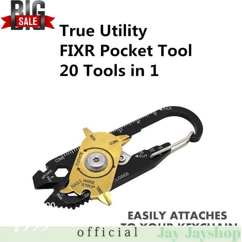 Utility Fixr Pocket MultiTool 20 in 1 EDC Survival Keychain Tool