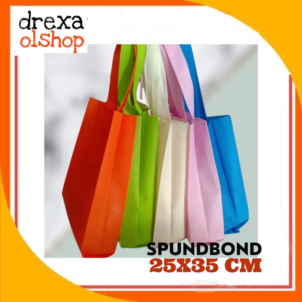 

Tas spundbond tas bingkisan goodie bag polos ukuran 25x35 cm
