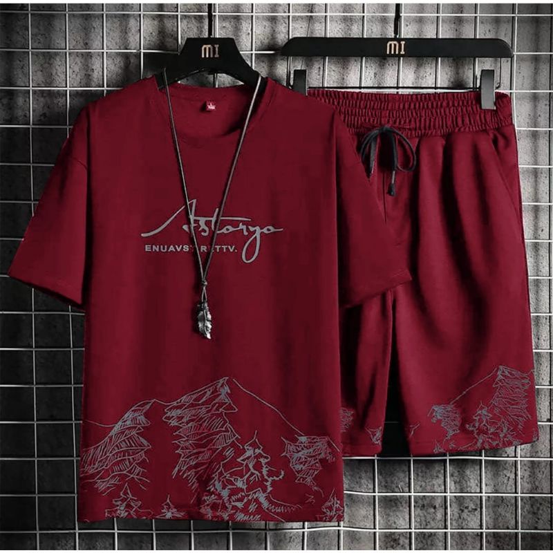 N_S Stelan Pria/Wanita 1Set Distro Baju Hoodie+Celana Pendek Gunung Yonko