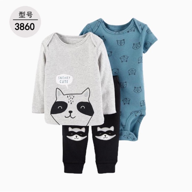 Carter BEAR tee set  piyama baju harian anak adem kaos newborn