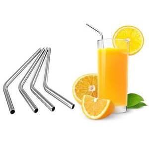 Sedotan Minum straw Bahan Metal logam Stainless Steel steel Reusable bengkok lurus bisa di cuci aman