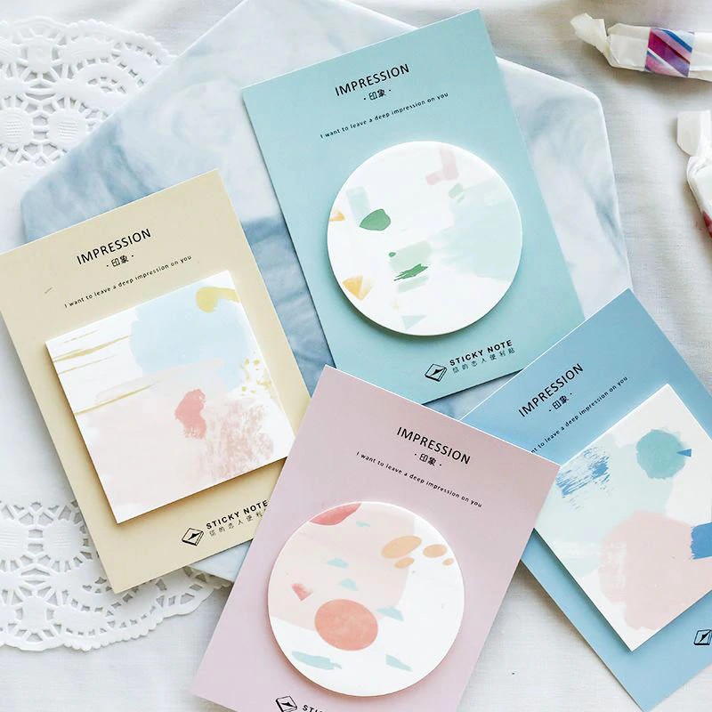 

1 Pieces Creative Simple Oil Painting N Times Memo Pad Paper Post Notes Stationery Sticky Notes