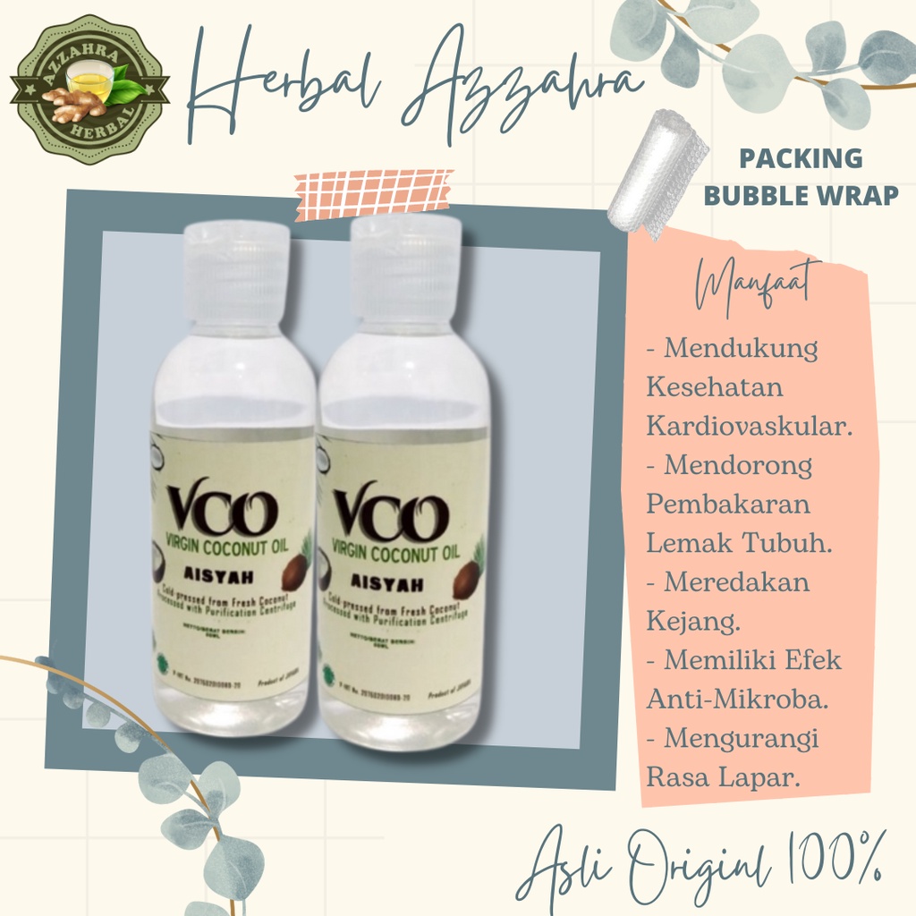 VCO Premium 60 ML Grade A - Virgin Coconut Oil Minyak Kelapa Murni 100% - VCO AISYAH 60 ML