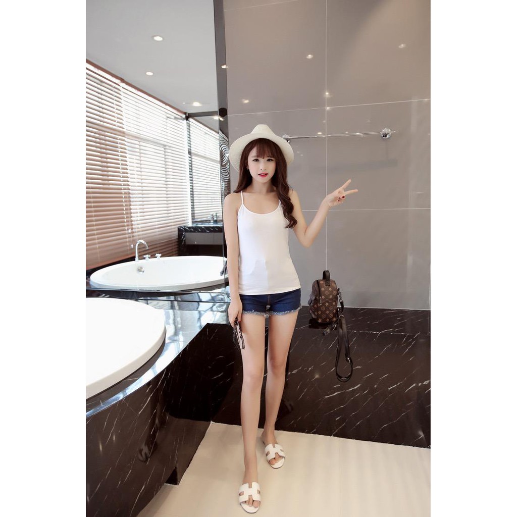 HUES.ID Tank Top Tali Wanita Polos Gaya Korea Import 4031
