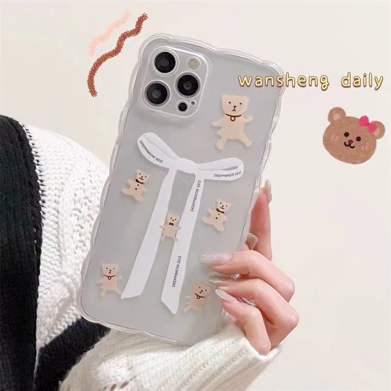 Soft Case Silikon TPU Transparan Motif Beruang Untuk Iphone 12 13 SE 6 6S 7 8 Plus X XS XR 11 Pro Max