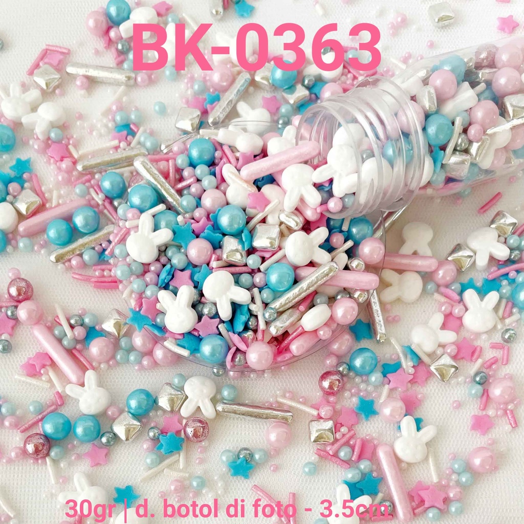 

BK-0363 Sprinkles sprinkle springkel 30gr biru pink bunny kelinci yamama baking grosir murah sprinkles cake dekorasi mutiara trimit decoration story sprinklestory sprinklesstory sprinkle story yamama baking