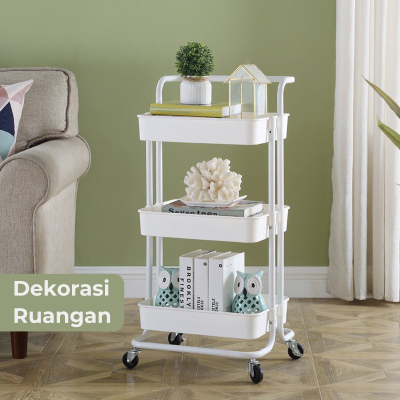 Rak Roda Rak Kamar Mandi Rak Penyimpanan Trolley 3 susun/4susun