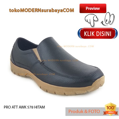 PRO ATT AWK 578 HITAM sepatu pria slip on karet anti air