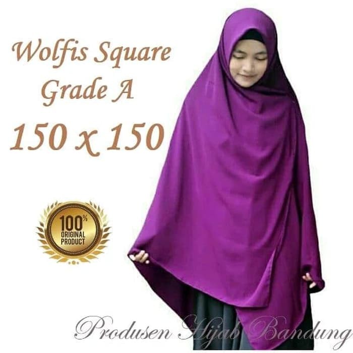 Promo HIJAB SEGI EMPAT SYARI JUMBO WOLFIS PREMIUM 150X150 TERMURAH Diskon