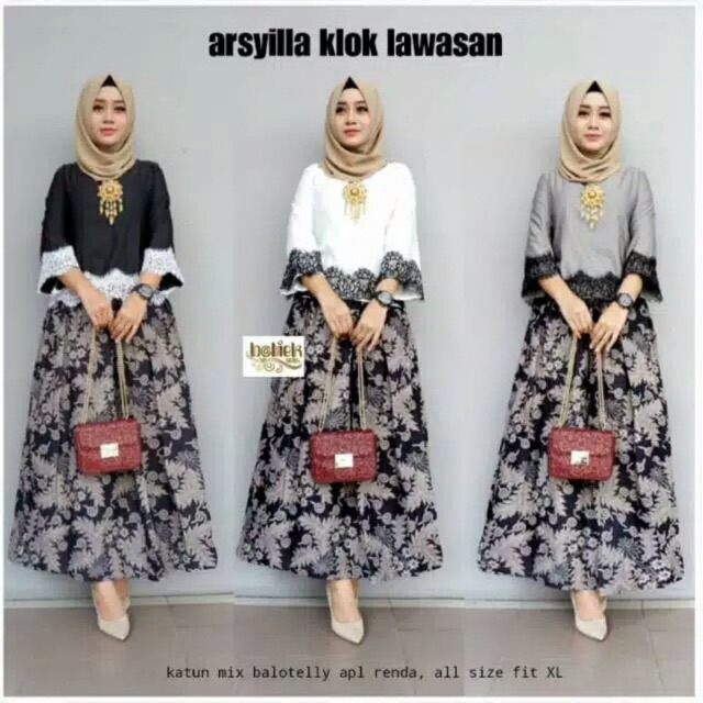 SETELAN BATIK ARSYILLA KLOK LAWASAN. ( BLUS & ROK )[ BISA COD ]