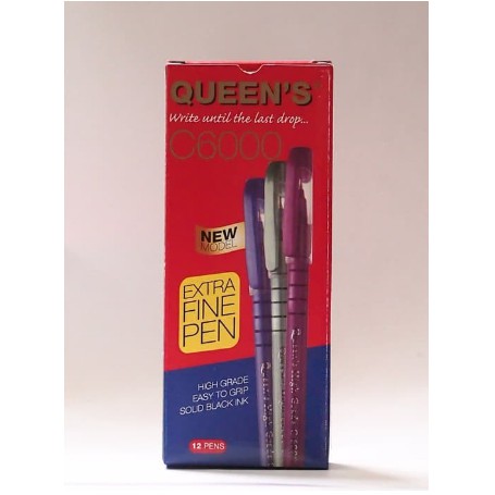 Faster Ballpoint /Pulpen Queen C6000 , 0.7mm isi 12 pcs- Black