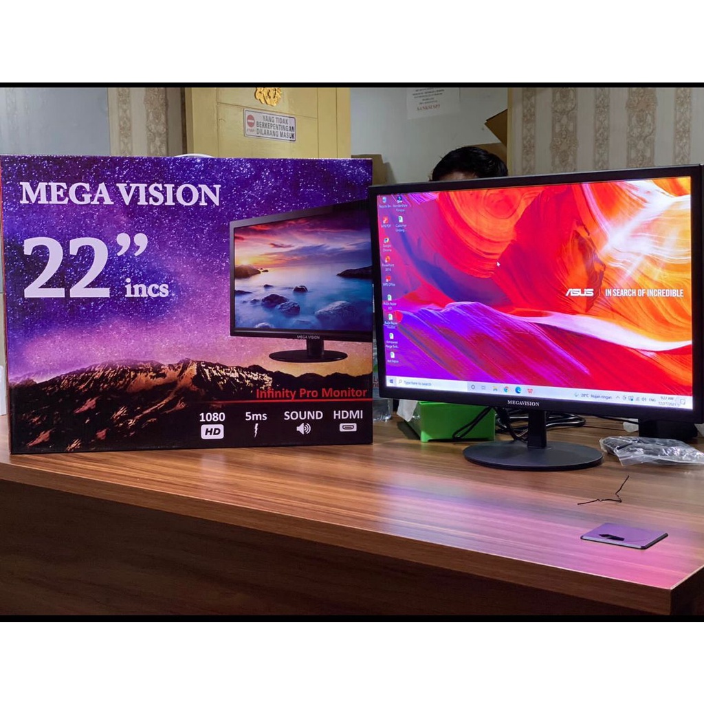 Led Monitor 22&quot; MegaVision VGA HDMI Speaker