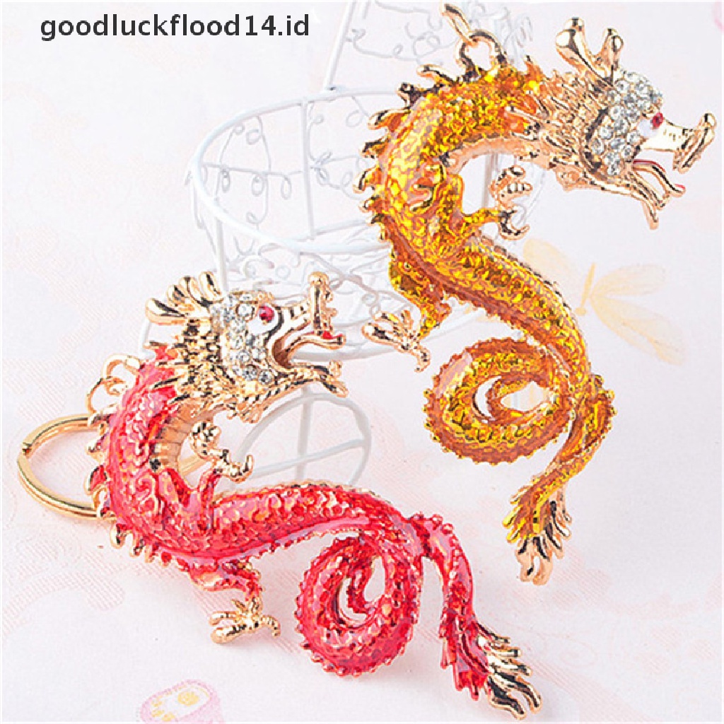 [OOID] 1Pc Dragon Key Rings Chains Holder Simulated Pearl Crystal Animal Keychains ID