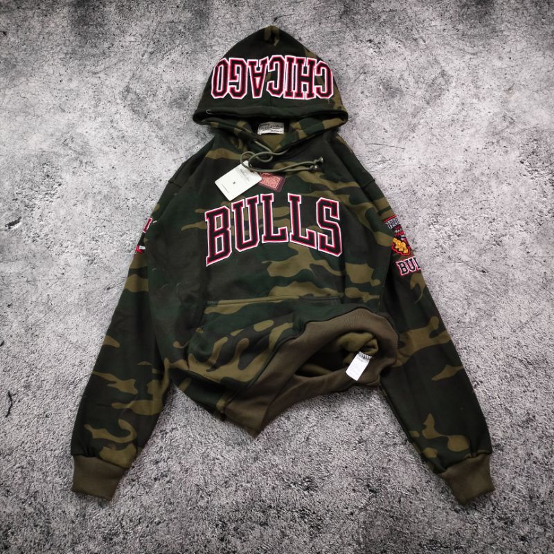 SWEATER HOODIE CHICAGO BULLS CAMO FULL BORDIR AUTHENTIC FULLTAG &amp; LEBEL PREMIUM