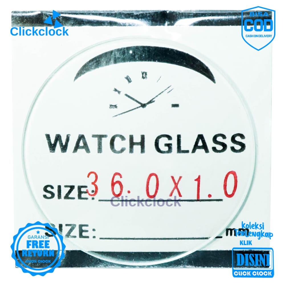 Kaca Jam Kaca Bahan Watch Glass PNC-360 Murah 3,6 cm