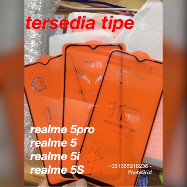 tempered glass full lem 9D 5D 6D realme 5 / realme 5 pro / 5s / 5i