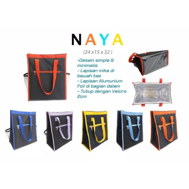 Lunch Bag) Tas Bekal  Full Foil lapis mika tenteng  / NAYA / Lunch bag / Tas Bekal Makanan