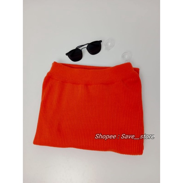 Rok Span Rajut • Rok Rajut Premium • Rok Span Rajut Knitted • Rok Rajut Knitted-Orange Tua