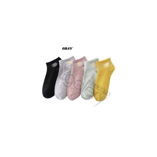 FYGALERYJAKARTA D080 Kaos Kaki Motif Bunga Wanita KaosKaki Pendek Korea Lucu Murah Short Socks-Gray