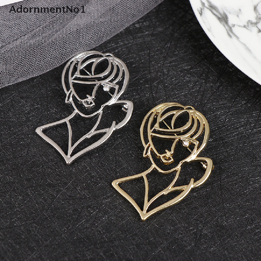 (AdornmentNo1) Bros Pin Enamel Desain Gadis Cantik Hollow Gaya Kasual