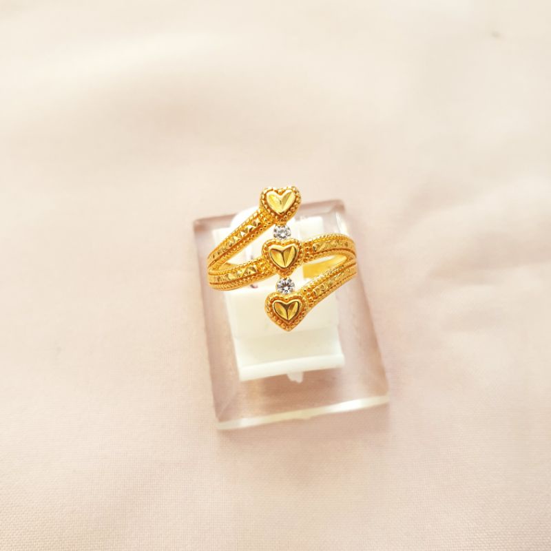 Cincin triple love emas asli kadar 375