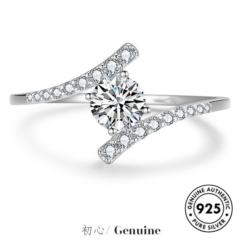 Cincin Berlian Bahan S925 Silver Untuk Wanita