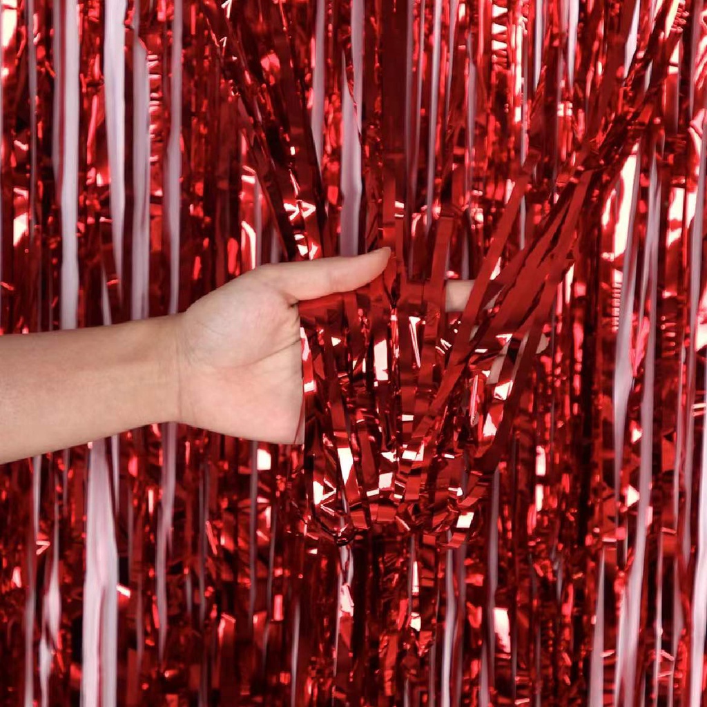 OFFICIAL 1*2 M WARNA-WARNI ULANG TAHUN DEKORASI HUJAN TIRAI PESTA PERNIKAHAN DEKORASI PESTA TIRAI