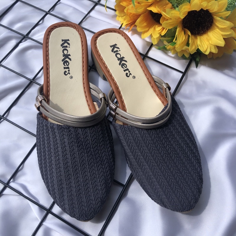 sepatu slop wedges SLOP MULES GEMPI 1 cewek sandal sendal fashion termurah terbaru terlarisSepatu Flat Wanita Rajut Import Model Glamour Selop Tertutup Rajut Wedges Heels 3cm Wanita | Wide Fit | Import | Premium Quality