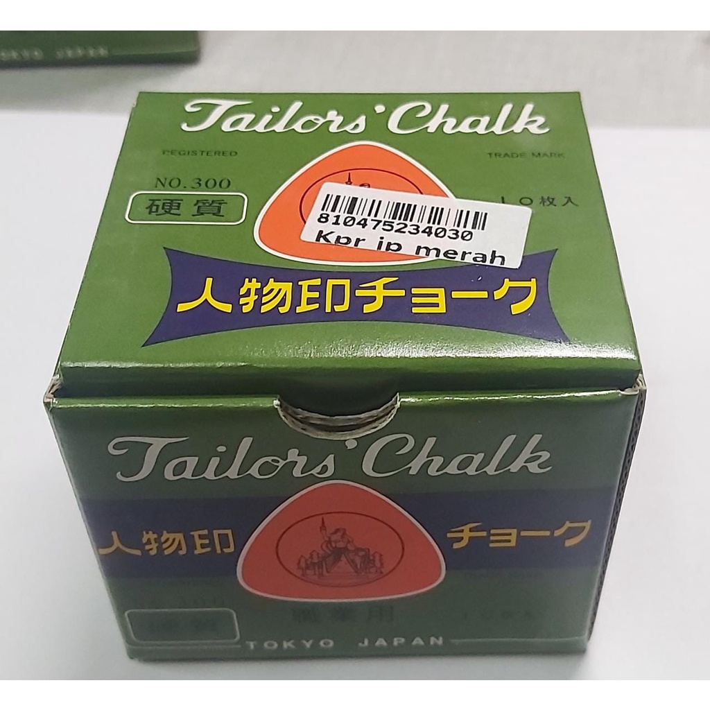 Kapur jahit Jepang Tailors Chalk Jinbutsu Chalk Tokyo Japan - model segitiga (1kotak 10pcs)