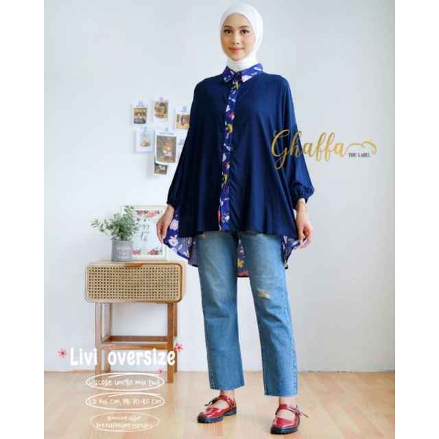 LIVI OVERSIZE BY GHAFFA THE LABEL / BLOUSE MOTIF / Oversize jumbo rayon