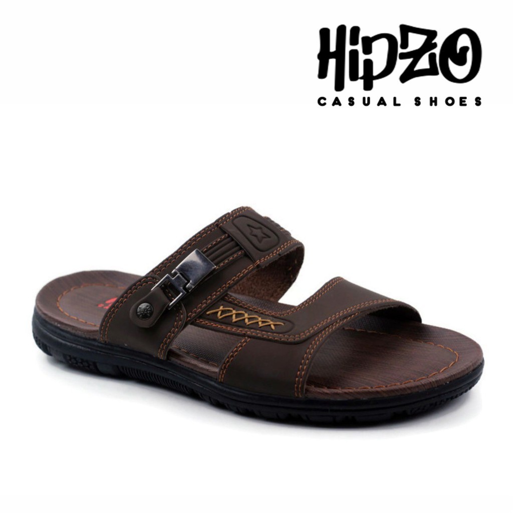 SANDAL KULIT SELOP PRIA KASUAL PELINDUNG KAKI UNTUK COWOK DEWASA ORIGINAL 100% HIPZO CT-01 SANDAL SANTAI FORMAL