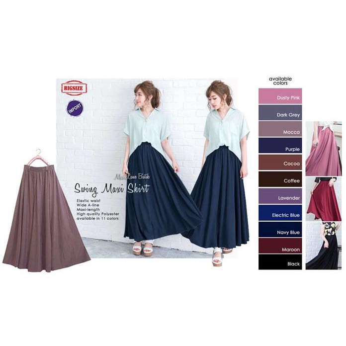 Swing Maxi Skirt / Rok Payung Import/ Rok Lebar Jumbo