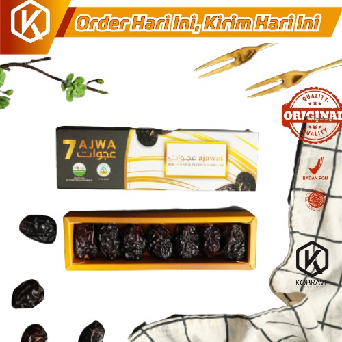 ORIGINAL Kurma Ajwa Madinah Premium Ajawat Organik Tanpa Pestisida Isi 7 Butir