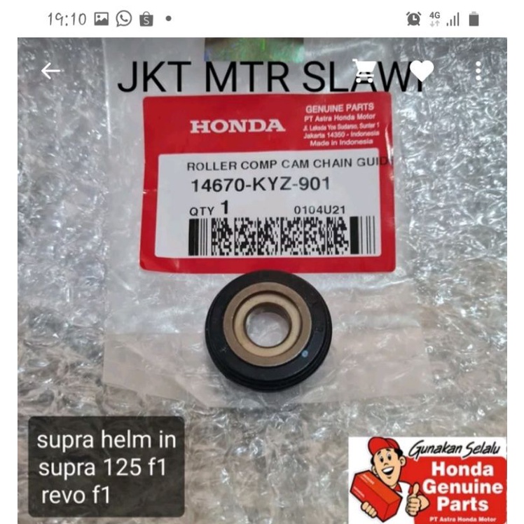 14670-KYZ-901 roller comp camp chain guide roll keteng kecil supra 125 fi supra helm in revo fi asli honda