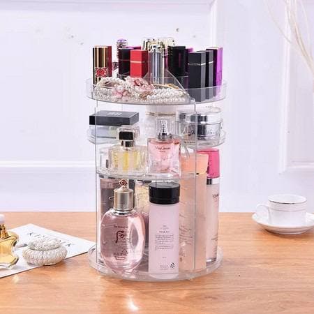 JT - Rak Kosmetik Acrylic Putar 360 Derajat Diamond / Polos Rak Make Up Organizer Makeup / Rak Kosmetik Akrilik Diamond Putar 4 Susun