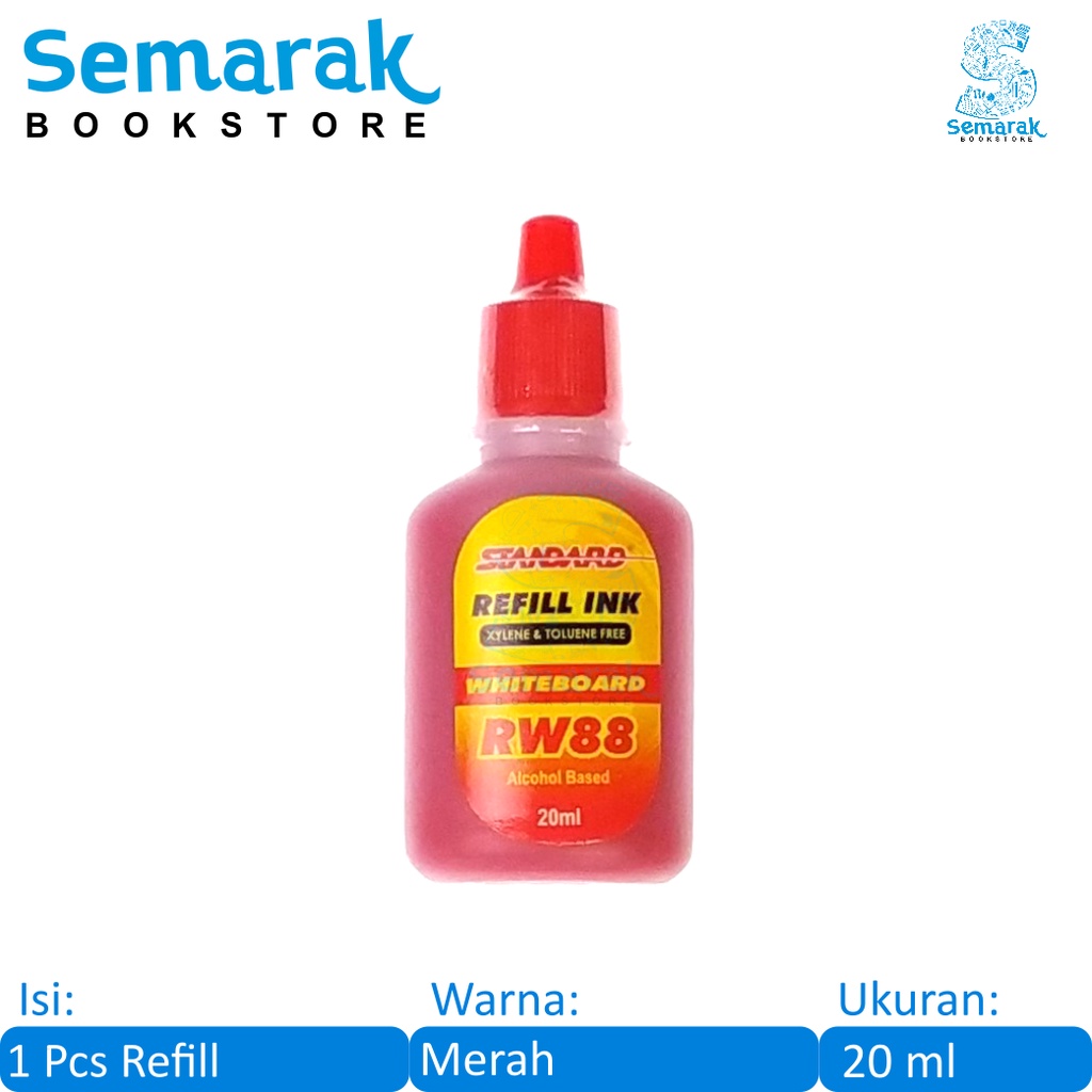 

Standard RW88 Refill Whiteboard Isi Spidol W88 20 ml - Merah