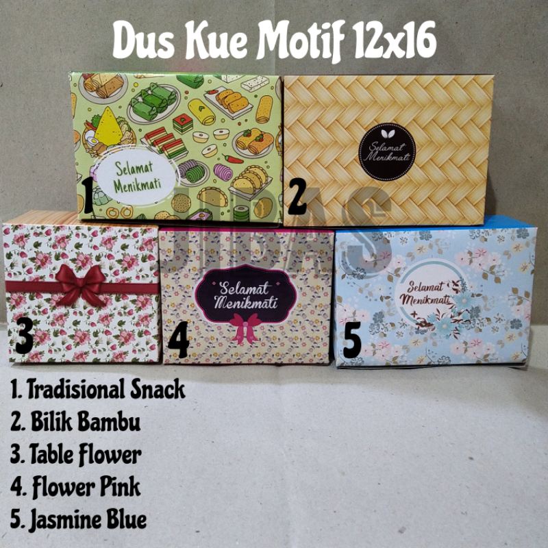 

Dus Snack Motif / Dus Kue Printing UK. 12x16 isi 10pcs