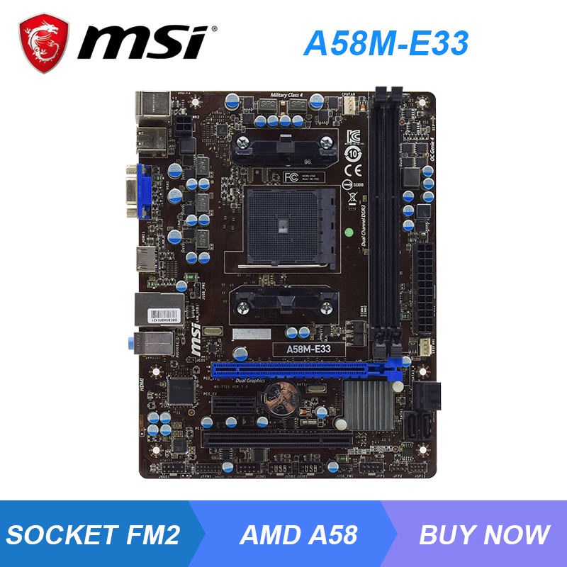 PREORDER MSI A58M-E33 Socket FM2 + AMD A58 Original PC Motherboard DDR3 32GB AMD A-Series/Athlon Cpu