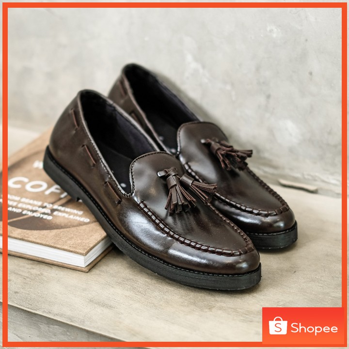 PORTO BROWN - Sepatu Pantofel Pria Kulit Formal Kantor Kasual Kerja Kuliah Oxford - Pantopel