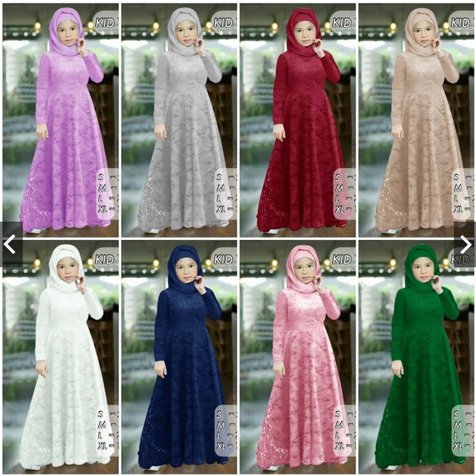 KID YUNI (2-14thn) KID MAXI YUNI / GAMIS ANAK KECIL REMAJA / GAMIS BRUKAT ANAK / YUNI MAXI DRESS BRUKAT ANAK READY