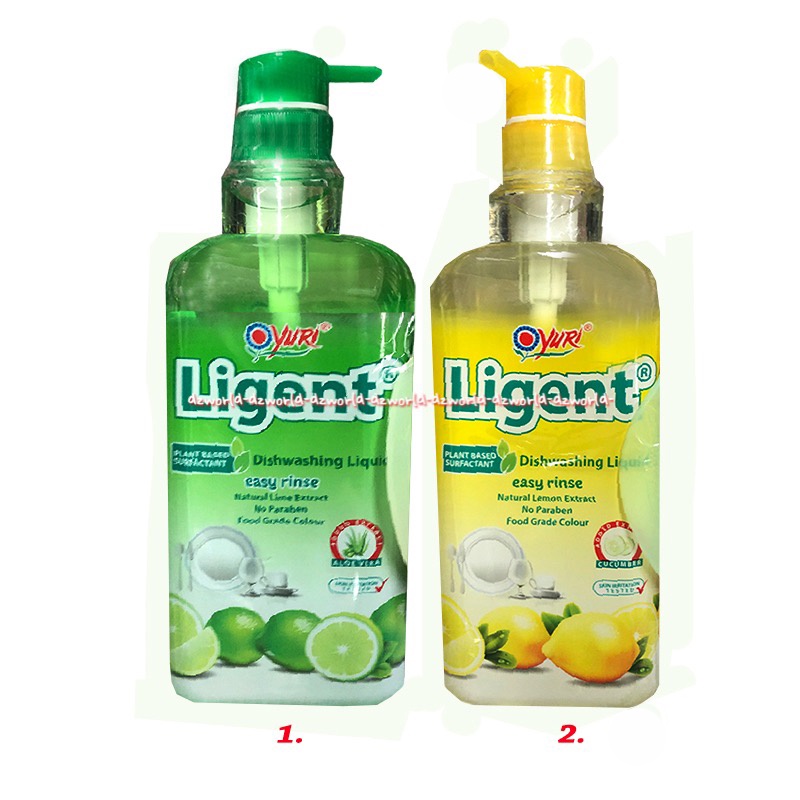 Yuri Ligent Diswashing Liquid Easy Rinse 1L AntiBacterial Sabun Cuci Piring Anti Bakteri Jeruk Nipis Lemon 1 Litter