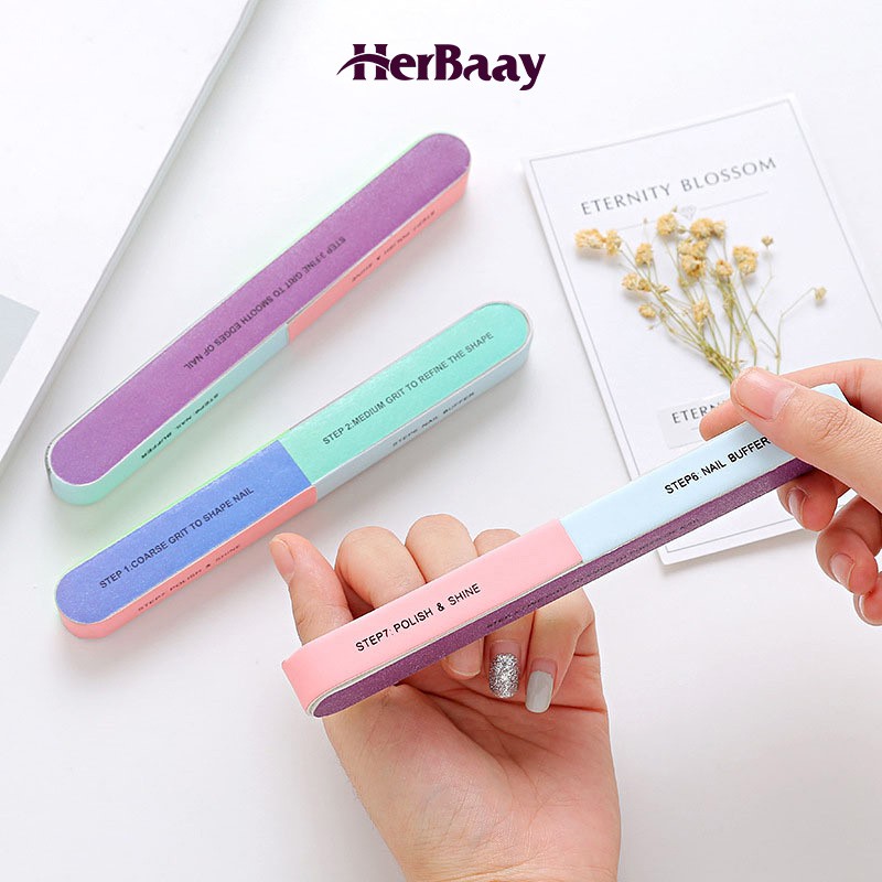 

Herbaay File kuku 7 sisi untuk manicure dan pedicure buffer kuku 7 sisi