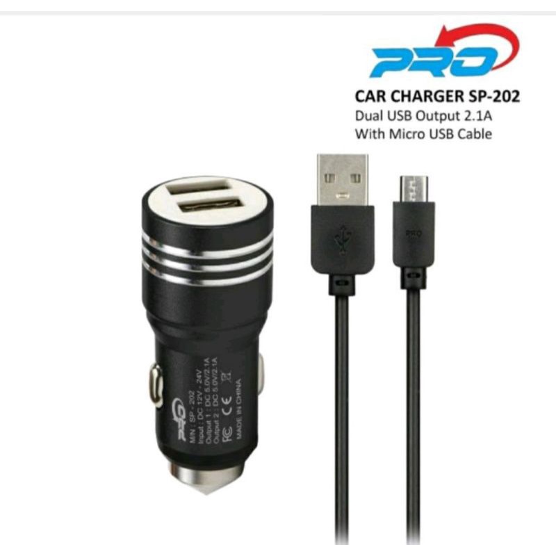 Pro Adaptor Smart Car Charger TC Charger Mobil SP-202 2 USB Metal Body